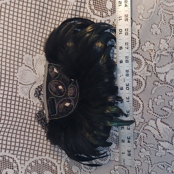 NEW! Cabrelli black feather bling purse 5513 - Picture 7 of 8